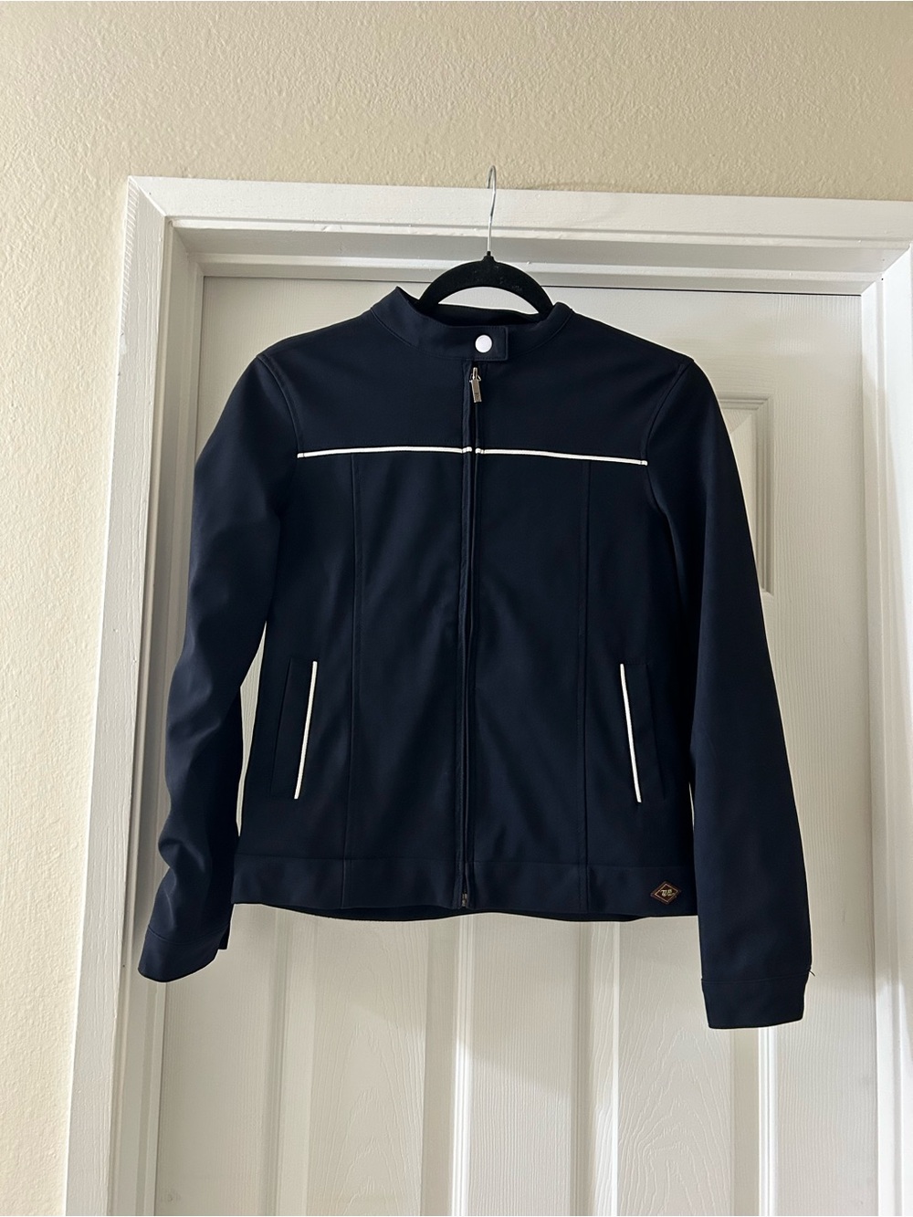 Tommy Bahama Black Bomber Jacket with White Trim